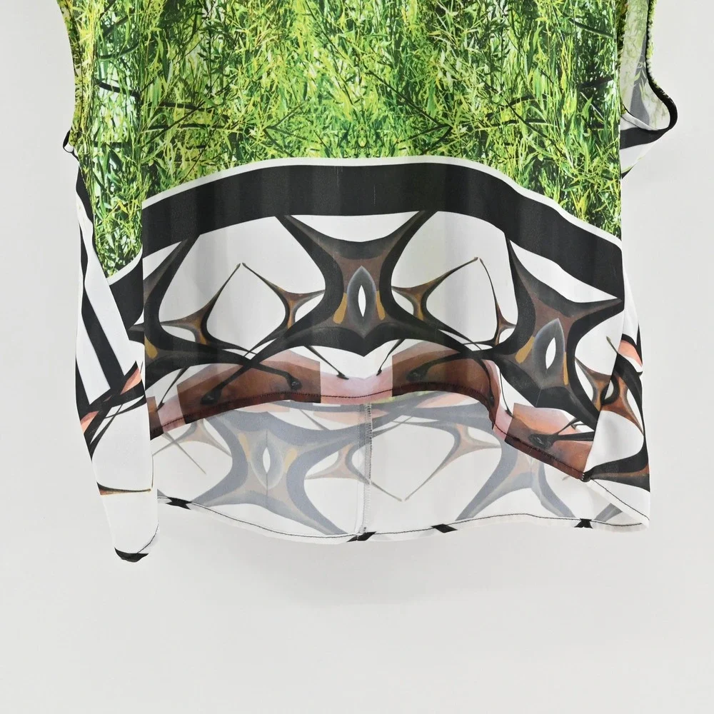 Clover Canyon Womens Graphic Print Blouse Size S Multicolor Abstract Green Black - Picture 9 of 12